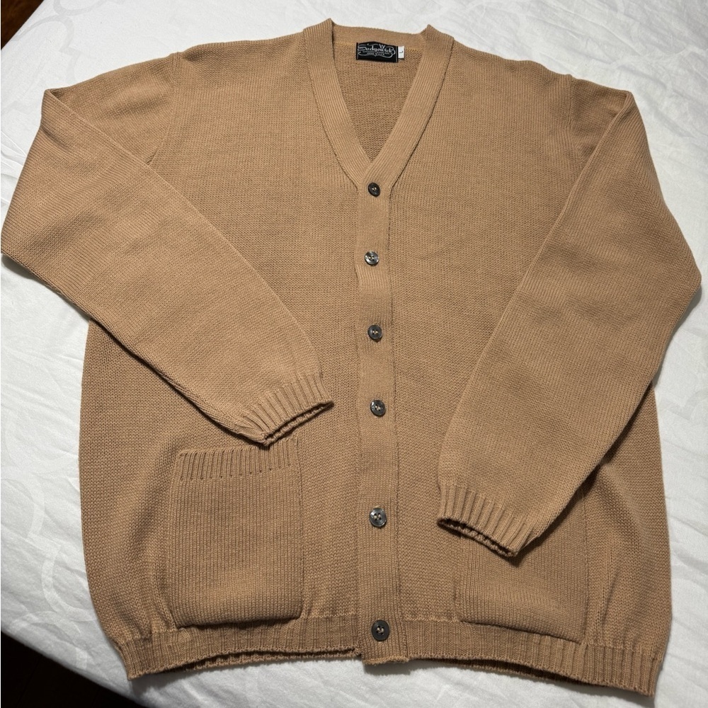 Men's Tan Cardigan Sweater
